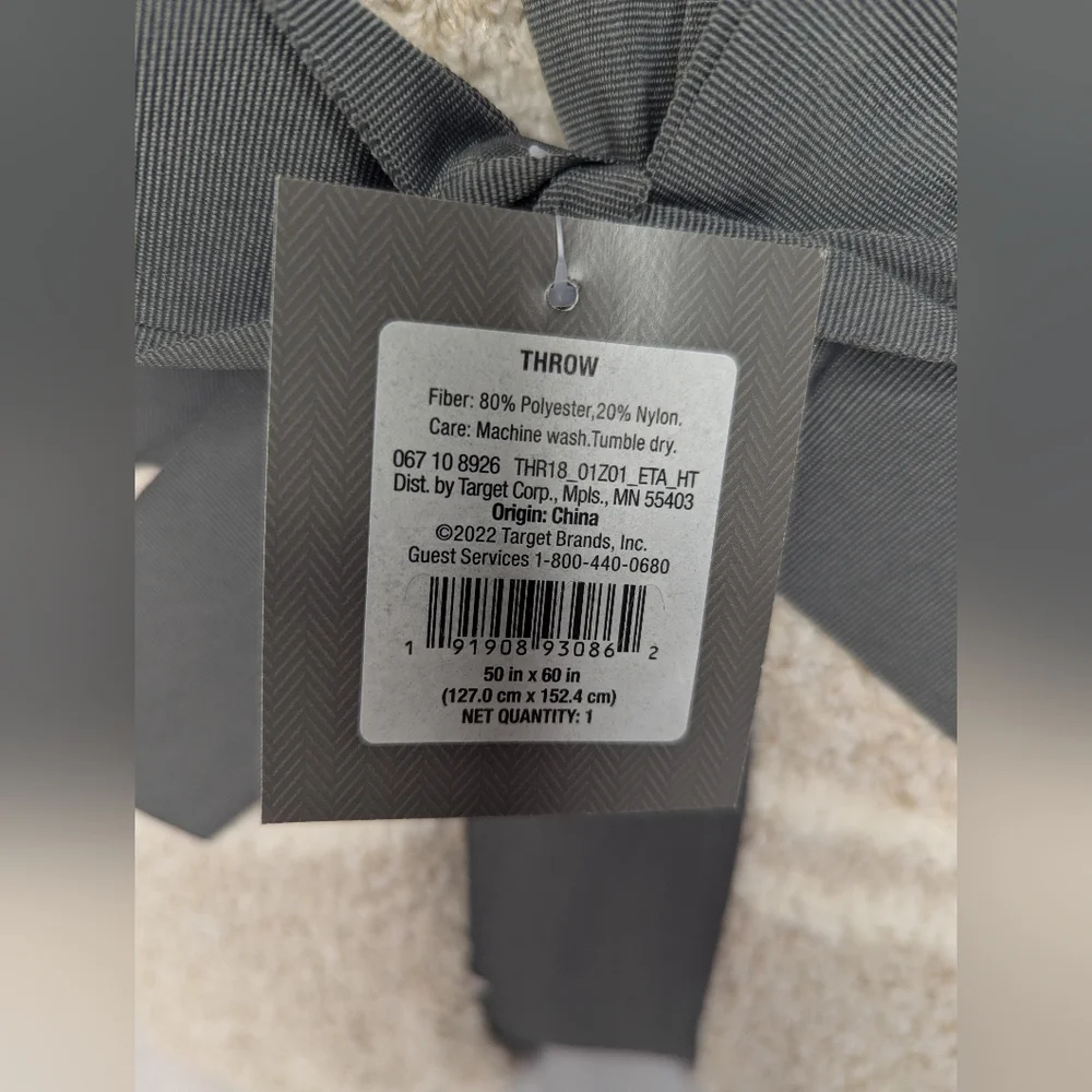 NWT Threshold Cozy Knit Border Striped Throw